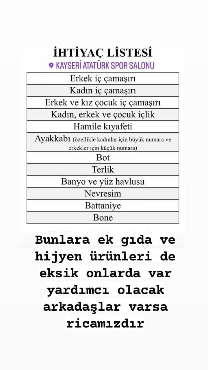 Depremzedeler için yardım duyurusu ⚠️⚠️⚠️