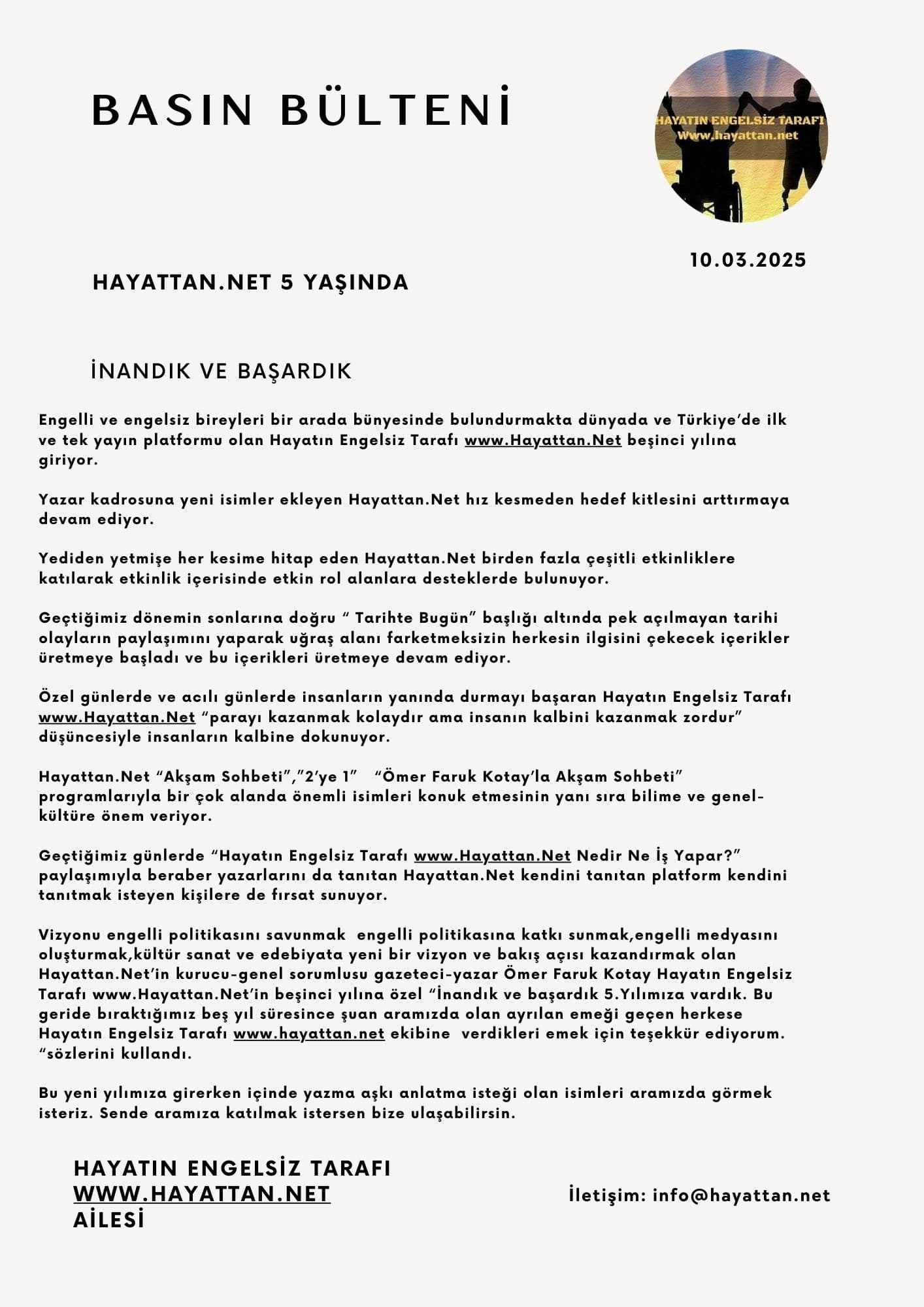 Hayatın Engelsiz Tarafı www.hayattan.net 5 yaşında ?